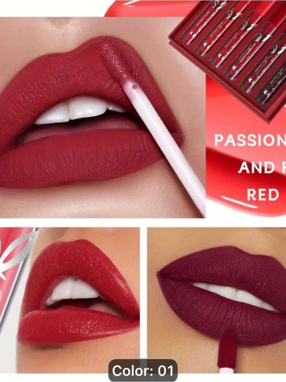 Pack of 6 Rabbit Matte Lipstick Set — Red Shades (Color 01)